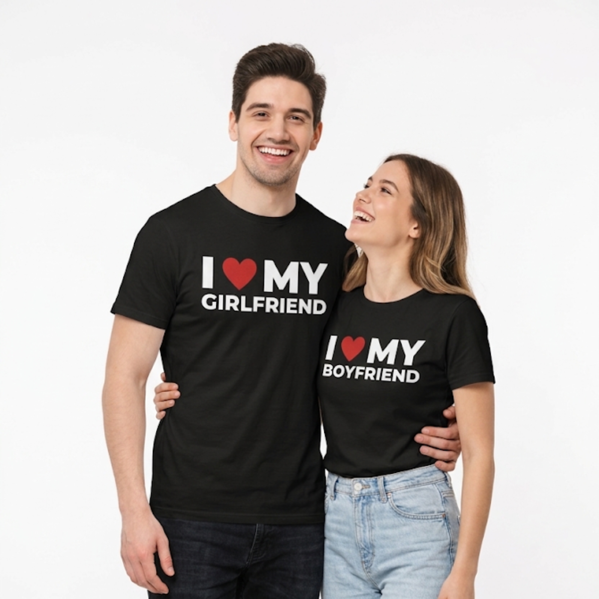I Love My BF/GF Matching T (Black)