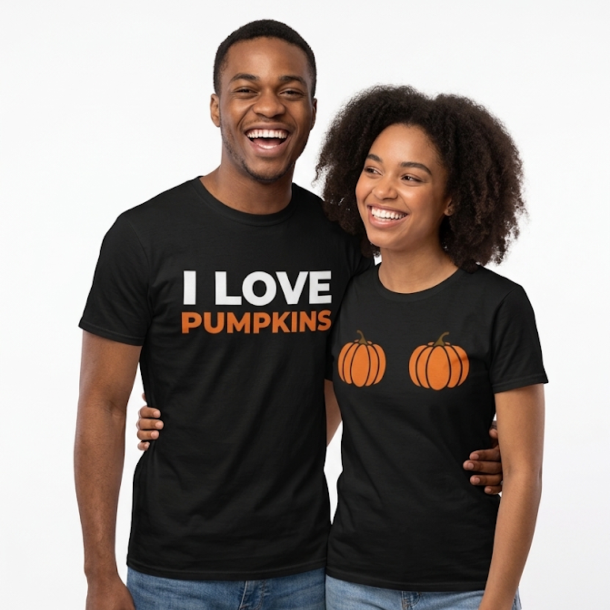 I Love Pumpkins Couples T (Black)